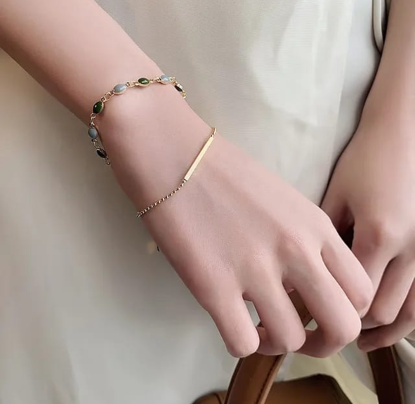 Green Colour Gold Plated Korean Bracelet