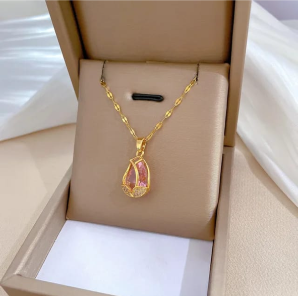 Anti Tarnish Pink Tulip Necklace