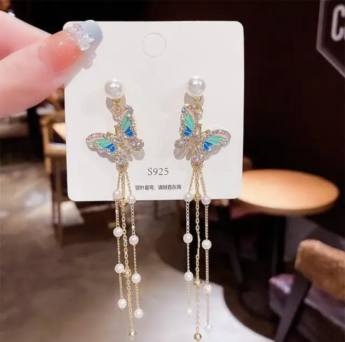 Butterfly Shaped Korean Tassel Earring