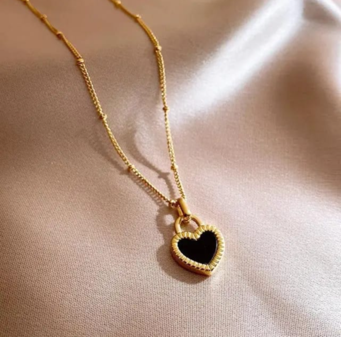 Black and white Heart Shaped Necklace