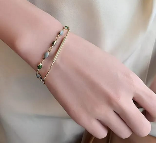 Green Colour Gold Plated Korean Bracelet