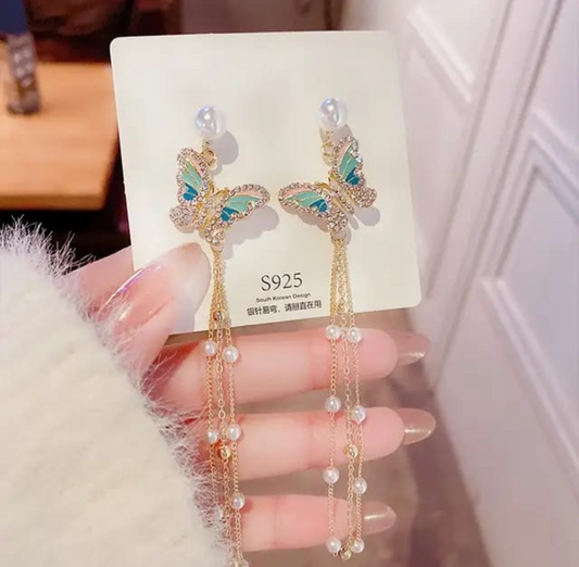 Butterfly Shaped Korean Tassel Earring