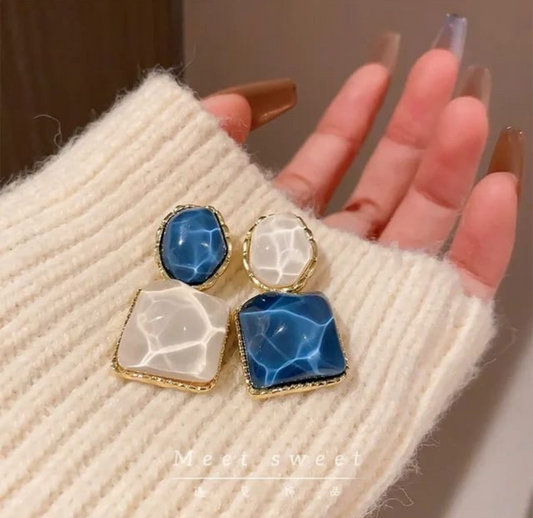 Blue and White Korean studs