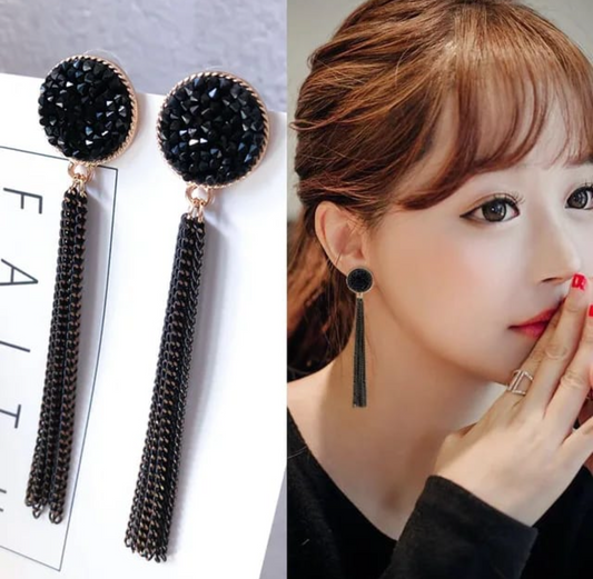 Black colored Tassel Earrings