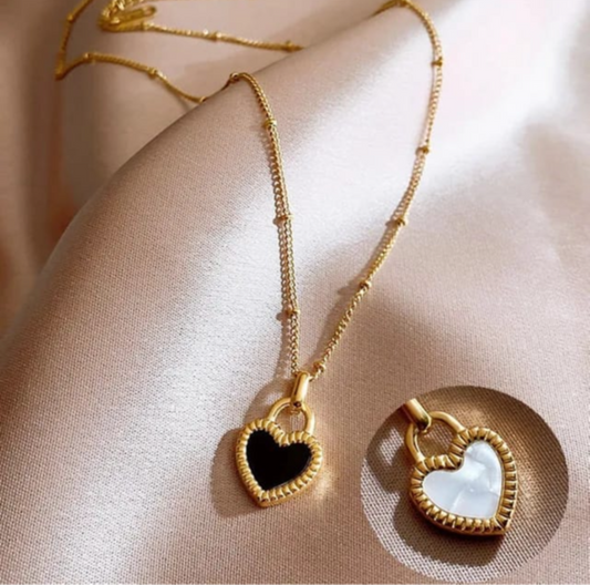 Black and white Heart Shaped Necklace
